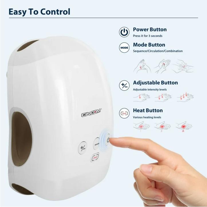 CINCOM Cordless Hand Massager with Heat & 7 Massage Balls, Gift for Hand Massage for Pain Relief and Finger Numbness Relief wm67
