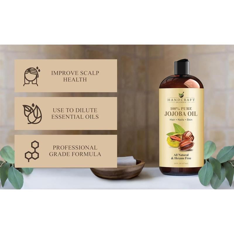 Jojoba Oil - 16 Fl Oz - 100% Pure and Natural - Premium Grade Oil for Skin and Hair - Anti-Aging Oil-Hydrate Moisturizer Moisturizing Apricot Avocado