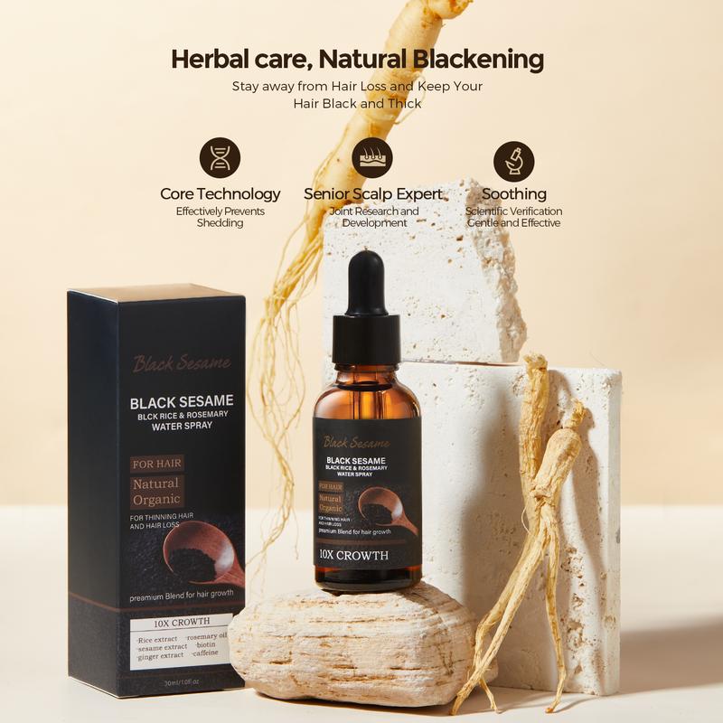 Black sesame and ginseng essence l Anti-hair loss Hair care l Scalp care, anti-hair loss | Strengthen hair roots | Nourish hair | Scalp care | Natural organic ingredients | Hair growth essence | Suitable for men and women