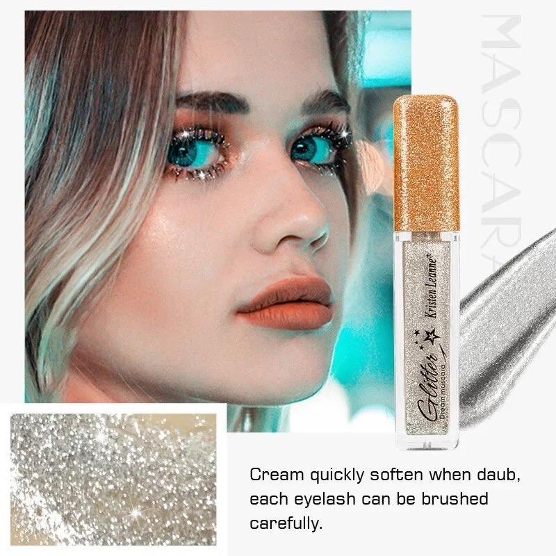 7 Colors Glitter Mascara Quick Dry Long Lasting Waterproof Curling Thick Shiny Eyelash Fashional Sexy Diamond Mascara for Makeup Cosmetic
