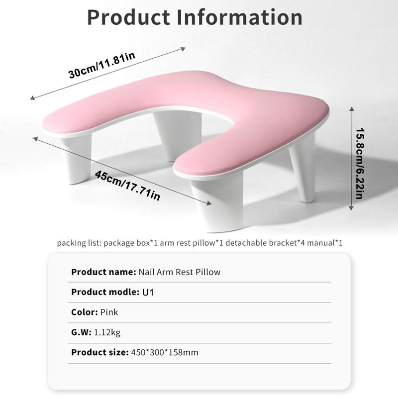U-shaped Nail Art Hand Rest, Nail Art Hand Pillow, Nail Art Hand Cushion, Professional Manicure Tool for Home & Salon Use, PU Mat for Nails