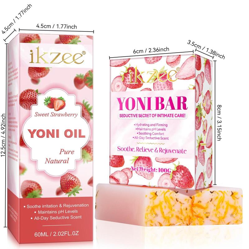 Strawberry Flavor Bath & Body Care Set, Including 1 Count Oil & 1 Count Soap, Women's Cleansing and Care Set