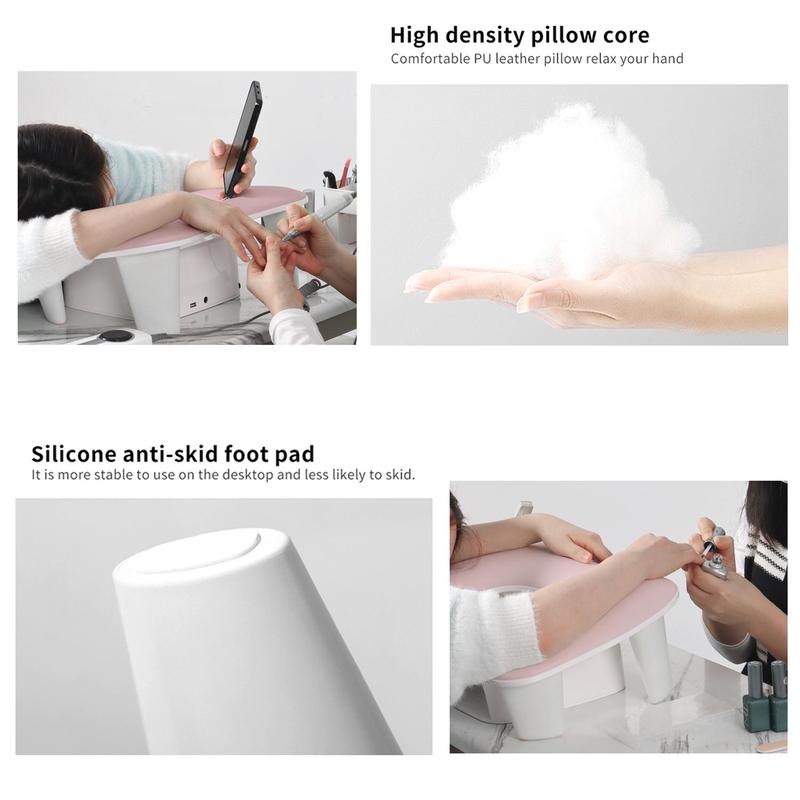 U-shaped Nail Art Hand Rest, Nail Art Hand Pillow, Nail Art Hand Cushion, Professional Manicure Tool for Home & Salon Use, PU Mat for Nails