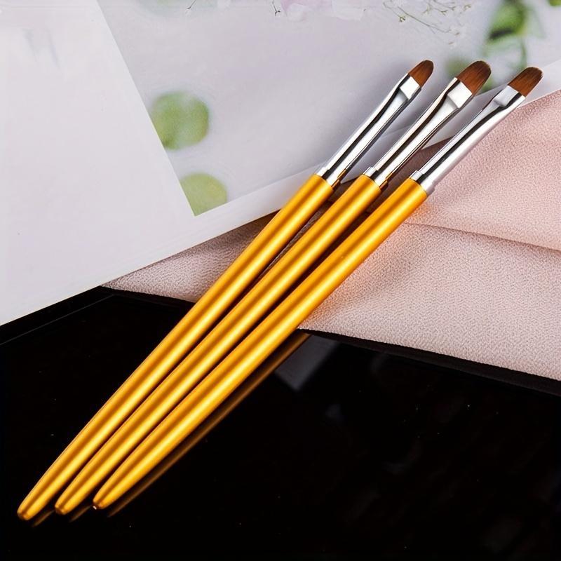 Nail Art Brush (3pcs), Gel Nail Polish Brush, Manicure Brush, Professional Manicure Tool for Home & Salon Use