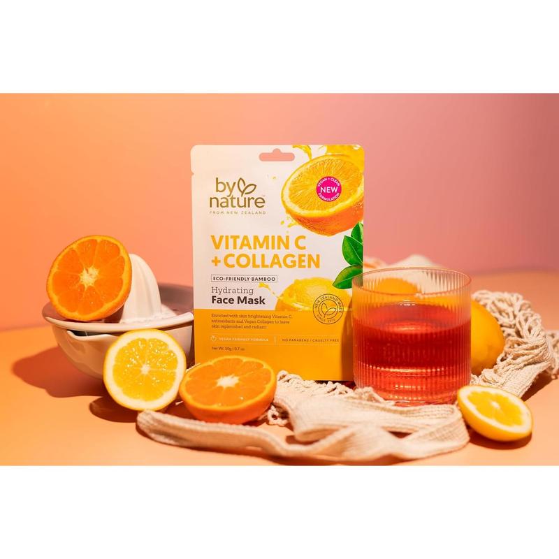4pk Vitamin C + Collagen Hydrating Face Masks - Premium Face Mask Skin Care That Leaves Skin Replenished & Radiant - Moisturizing, Nutrient-Rich Sheet Masks for Face Promoting Elasticity & Firmness