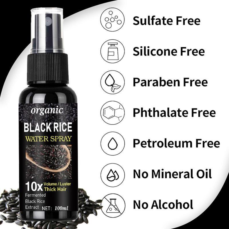 Organic Black Rice Water Spray, Hair Care Product for Improves Hair Quality, Black Rice Extract Hair Care Spray for Women & Men
