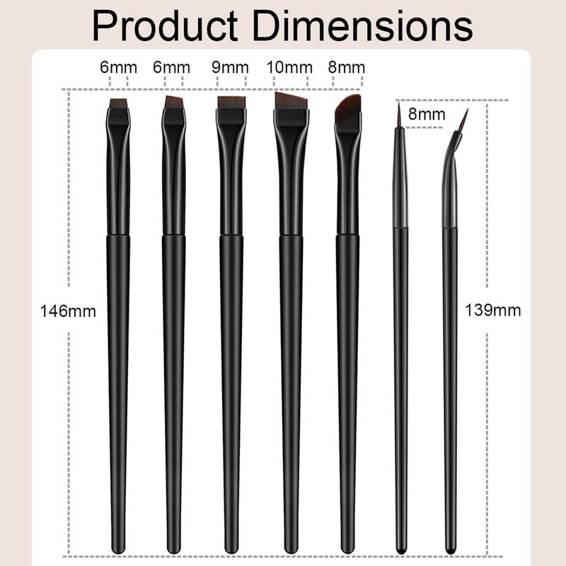 7 Pcs Eyeliner Brush, Angled Flat Definer Eye Liner Makeup Brushes, Ultra Fine Bent Pencil Point Eyeliner Brushes for Precision Liner