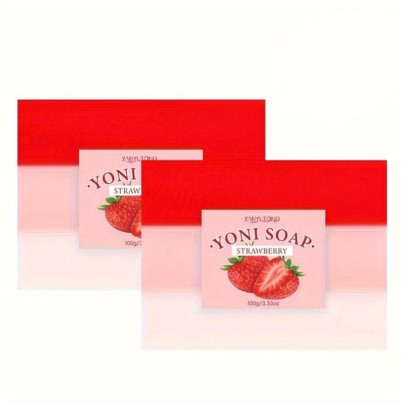 Strawberry Flavor Soap Bar, 2 Counts set Gentle Cleansing Soap Bar for Women, Balances Ph Body Wash Soap
