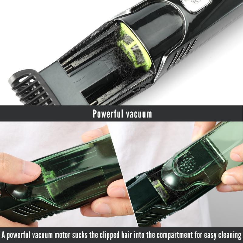 [No more beard trimmings in the sink!] Vacuum Beard Shaver for Men, Built-in Vacuum Trimmer for Mustache, Sideburns, Facial Hair, Rechargeable, IPX6 Waterproof, 2 Comb, Best gift for men!