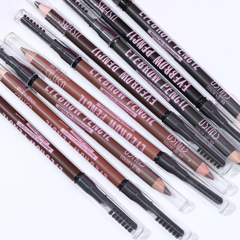 Double-ended Eyebrow Pencil with Brush Set, 9 Counts Natural Long Lasting Eyebrow Pencil, Eye Brow Makeup Tool for Women & Girls