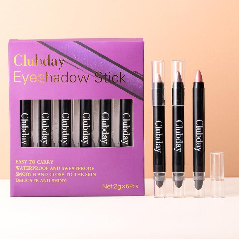Long Lasting Eyeshadow Stick, 6 Counts set Shimmering Eye Shadow Pen, High Pigmented Eye Shadow Pen, Colorful Eye Makeup Products for All Styles and Occasions, Christmas Gift