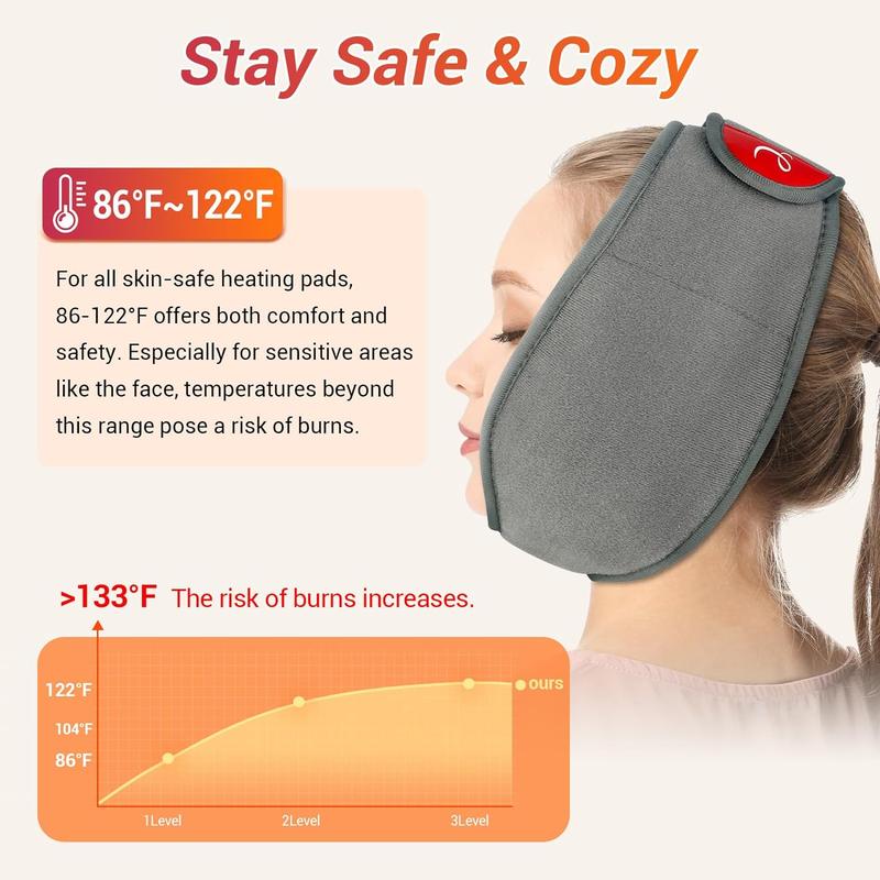 Face Heating Pad for TMJ Relief, Heated Face Mask with 3 Heat and Time Settings Facial Comfort