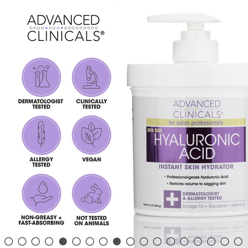 Advanced Clinicals Hyaluronic Acid Hydrating Body Cream 16 Fl Oz