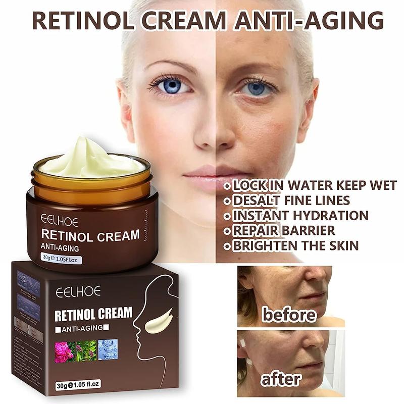 EELHOE Retinol Face Cream, Anti Aging, Anti Wrinkle, Hydrating, Firming, Revitalizing, with Hyaluronic Acid Vitamin E Hexapeptide, Moisturizer, Tightening, and Deep Hydration 1 fl.oz