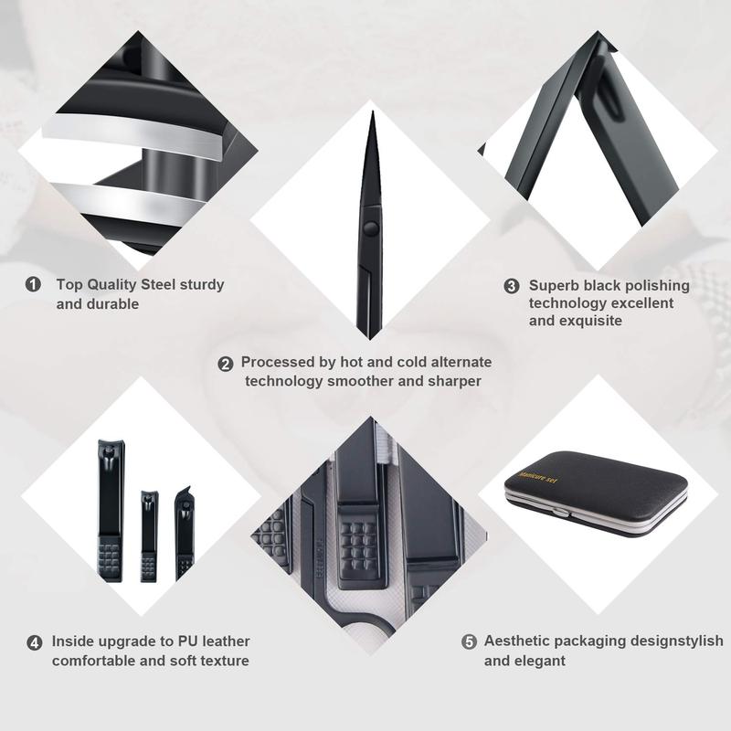 Manicure Set, Travel Mini Nail Clippers Kit Pedicure Care Tools, 10pcs Stainless Steel Grooming kit