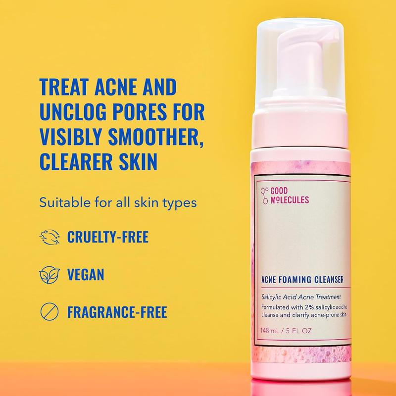 Good Molecules Acne Foaming Cleanser - Foam Anti-Acne Face Wash with Salicylic Acid BHA for Breakouts - Skincare for Face with Aloe and Witch Hazel Good Molecules Good Molecules