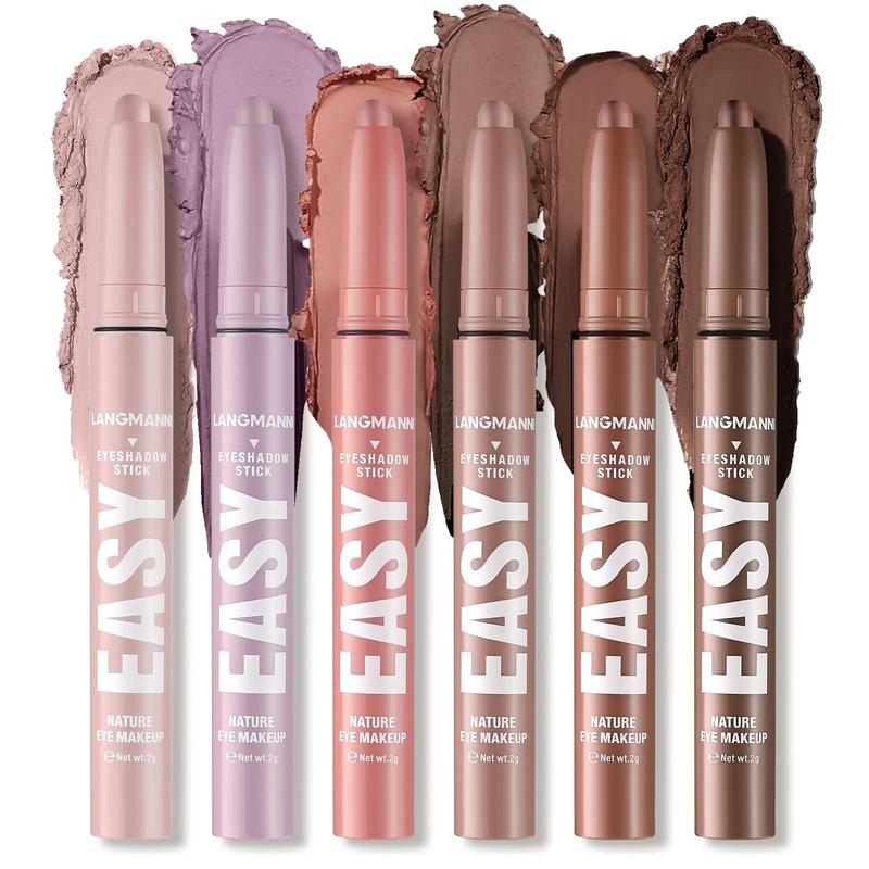 Waterproof Eyeshadow Stick Set (6 Counts set), Long Lasting Shimmering Eye Shadow Pen, Colorful Eye Makeup Products for All Styles and Occasions, Christmas Gift
