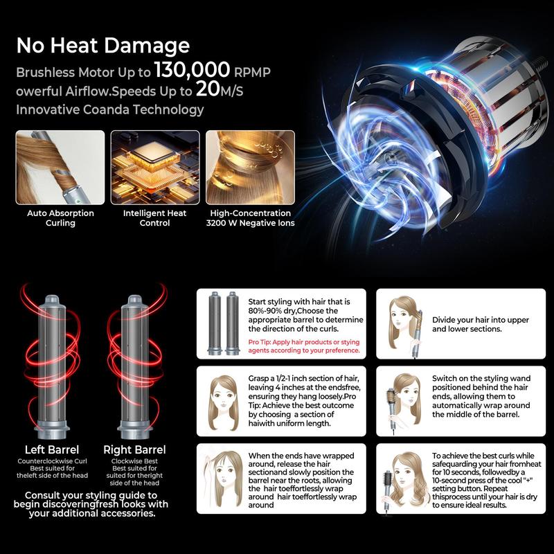 5 in 1 Hair Dryer Brush Set, 1 Box Hair Dryer & Curling Iron & Straightening Brush, Hair Styling Tool for Home & Salon Use