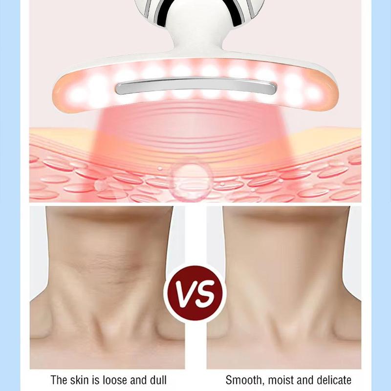 7-color LED Light Neck Heating Beauty Instrument, Rechargeable Facial Care Massager for Face and Neck, USB Rechargeable, Multifunctional Home Skin Care Tool for Women, Portable and Easy To Use , A Gift for Women
