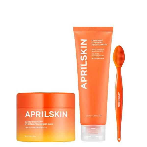 [APRILSKIN Official Store] Carrotene Blackhead-Free Double Cleansing Duo (Cleanser + Cleansing Balm) | Makeup Remover, Blackhead & Sebum Deep Cleanser  | Glass Glow Skin | Kbeauty