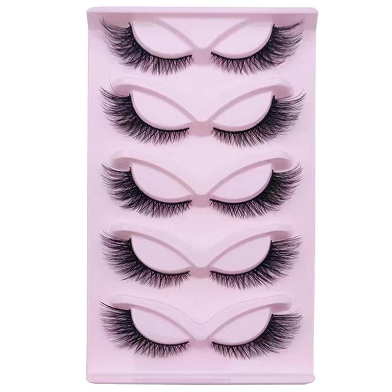 Cat Eye False Eyelashes, 5 Pairs Natural Look Fluffy Eye Makeup Strip Lashes for Women & Girls Eye Makeup Enhancement for Party Dating Stage, Christmas Gift