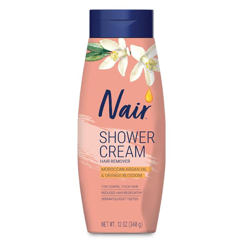 Shower Cream Hair Remover with Moroccan Argan Oil and Orange Blossom, Body Hair Remover Cream for Women, 12 oz