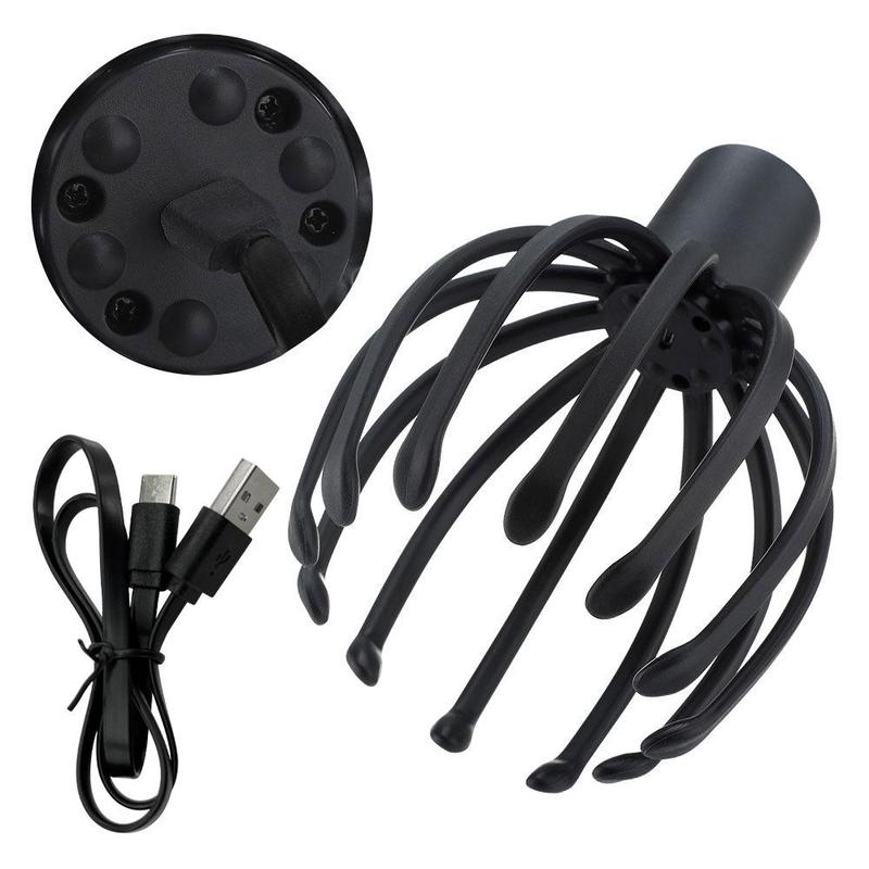Wireless Electric Head Massager, Portable 360 Degree Head Massager with 8 Fingers, Deep Relaxation & Stress Relax Head Massager, Head Massage Device for Home & Travel, Gift for Chritmas  Girl Friend  New Year