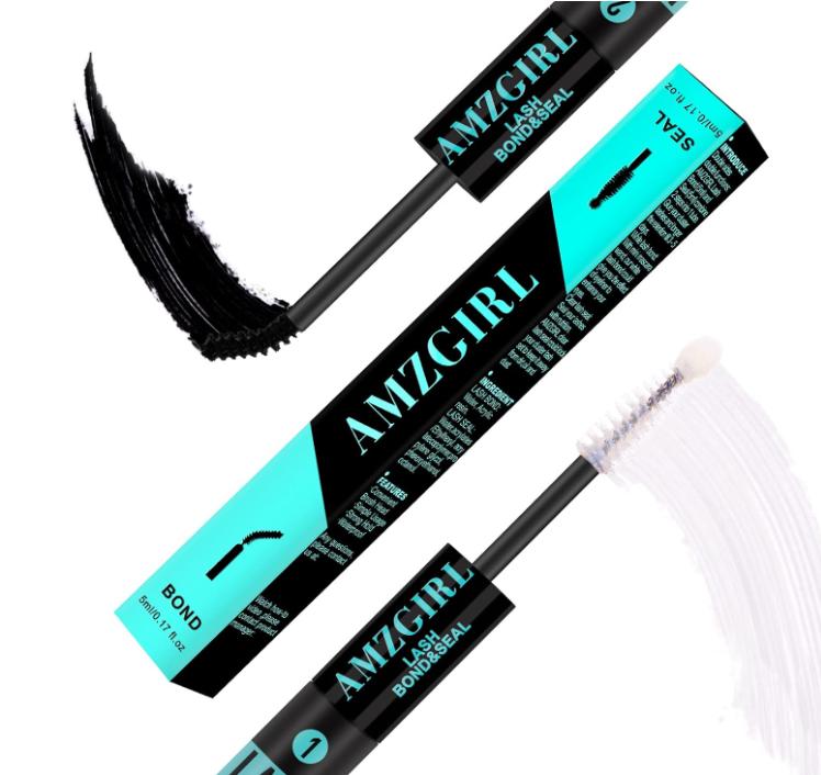 Lash Bond and Seal Eyelash Cluster Glue House of Lash Clusters Mascara Wand 10ml Long Lasting 72 Hours Black Cluster Lash + Lash Seal 2 in 1 Lash Clusters at Home by AMZGlRL(Black)