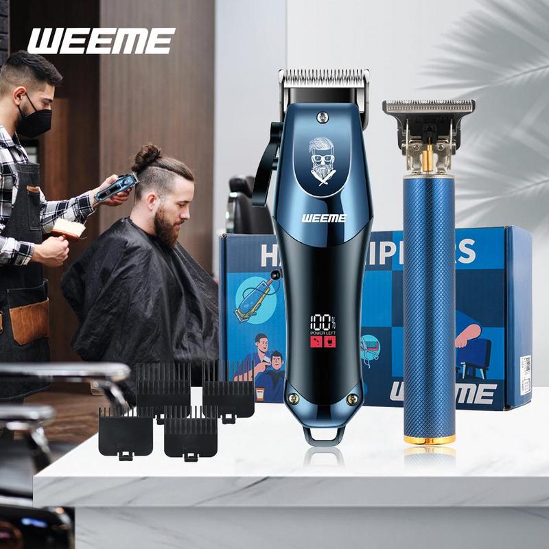 Professional Hair Clipper Set, 1 Set LCD Display USB Rechargeable Hair Trimmer & T-blade Trimmer & Accessories, Great Gifts for Men