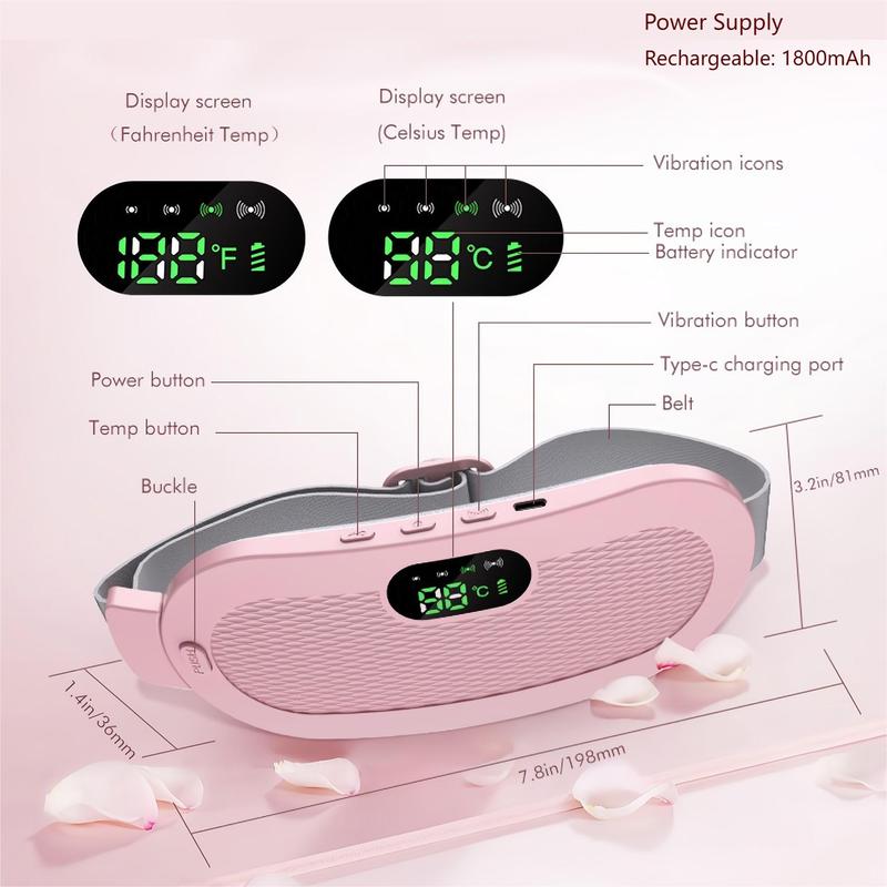Portable Cordless Heating Pad, Electric Waist Belt Device, Multi-speed Adjustable Abdominal Heating Massager