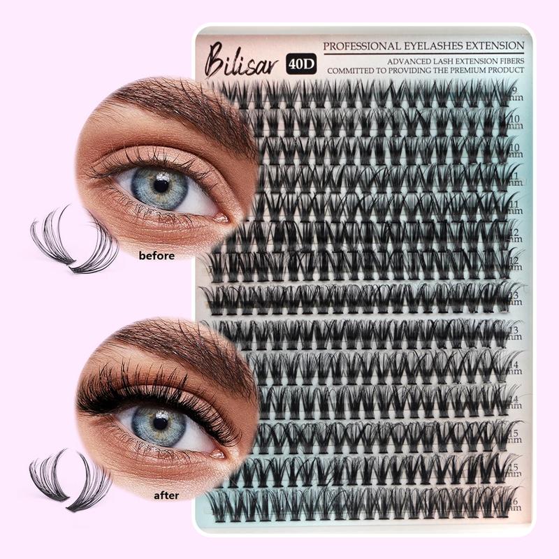 Lash Clusters Eyelash Extensions 280Pcs Individual Lashes 9-16mm Mix 30D 40D 50D Eyelash Clusters D Curl DIY Lash Extension And Eyelash Tool Kit For Eye Makeup Cosmetic Eyelashes Extensions