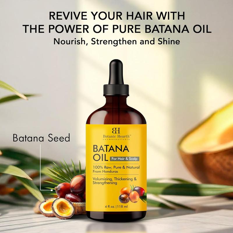 Botanic Hearth Raw Batana Oil for Hair Growth | 100% Pure & Unrefined Oil from Honduras | For Thicker, Stronger Hair - 4 FL OZ