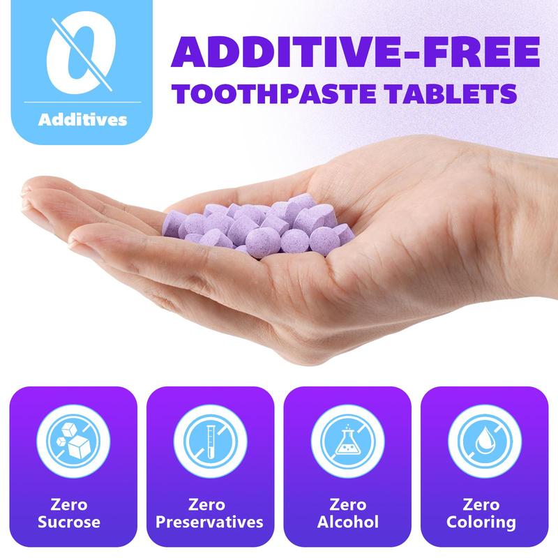 Color Correcting Toothpaste Tablets, 2 Counts set Grape Flavor Toothpaste Chewable Tablets, Easy To Carry and Use, Toothpaste for Adults