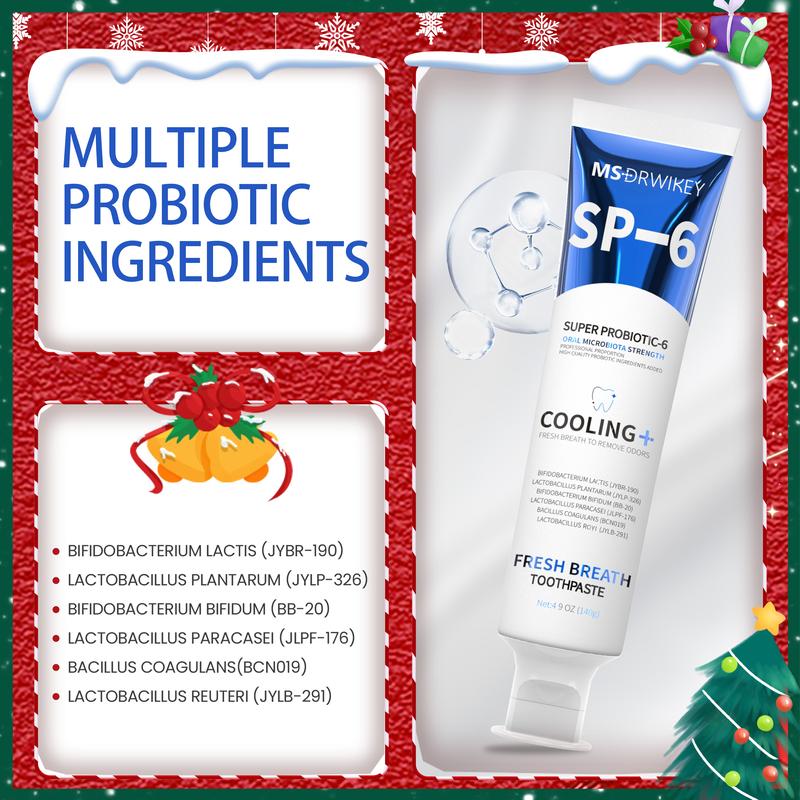 MSDRWIKEY 4-Piece Toothpaste Christmas Gift Box: 7Pro Sparkling Fresh, SP-6 Premium Whitening, Fresh Mint Toothpaste + Free Classic solid toothpaste