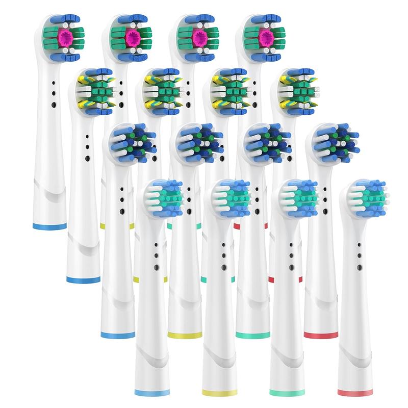 Replacement Brush Heads for Oral B Compatible Electric Toothbrush Heads, Including 4 Precision, 4 Floss, 4 Cross and 4 Whitening - 16 Variety Pack Cleansing