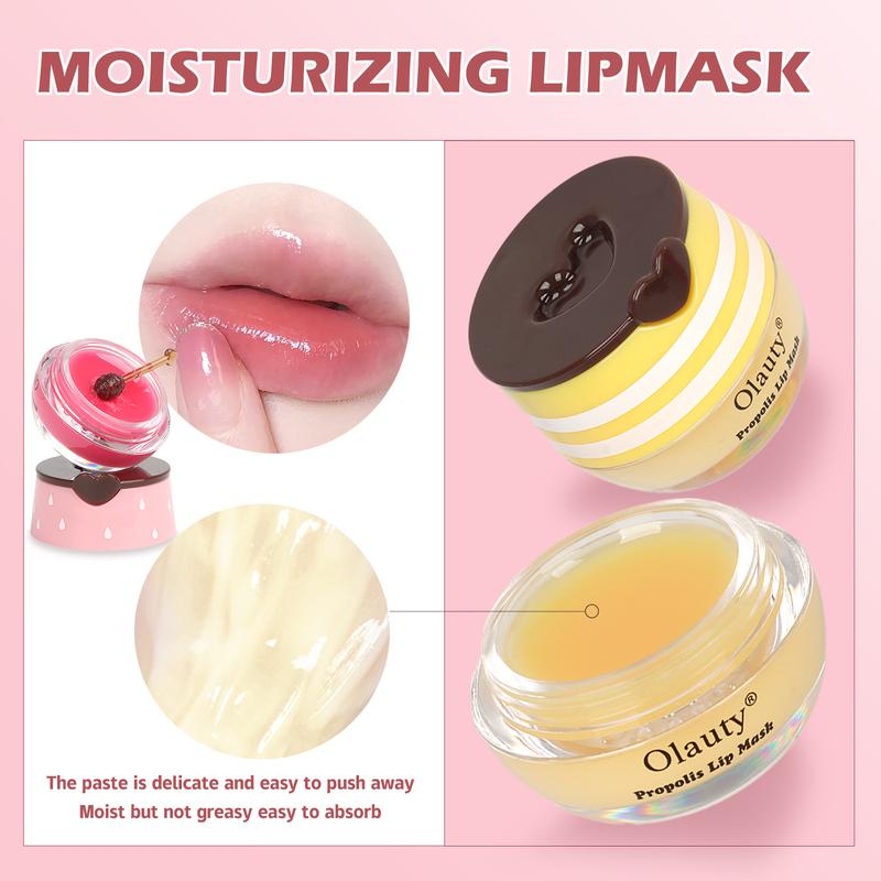 6pcs set Pot,Strawberry&Watermelon&Honey&Apple Lime Lip Mask Overnight Hydrating Prevention Dry and Cracked Lip Scrubs Exfoliator Lip Care, Lip Sleeping Mask Reduces Lip Lines Skincare Comfort