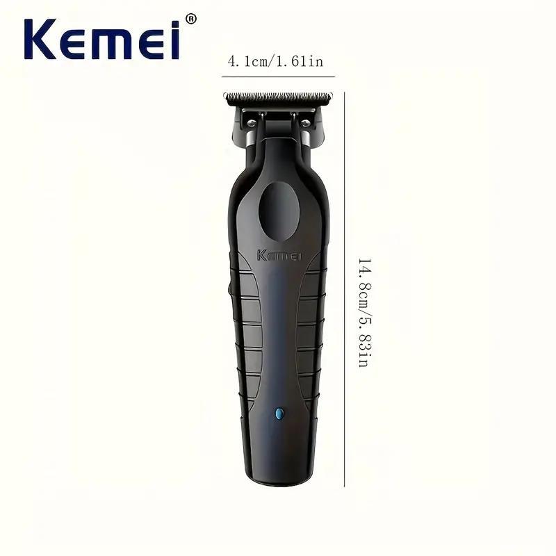 Kemei 2299 Barber Cordless Hair Trimmer, 1 Set 0mm Zero Gapped Carving Clipper Detailer, Professional Electric Finish Cutting Machine for Men