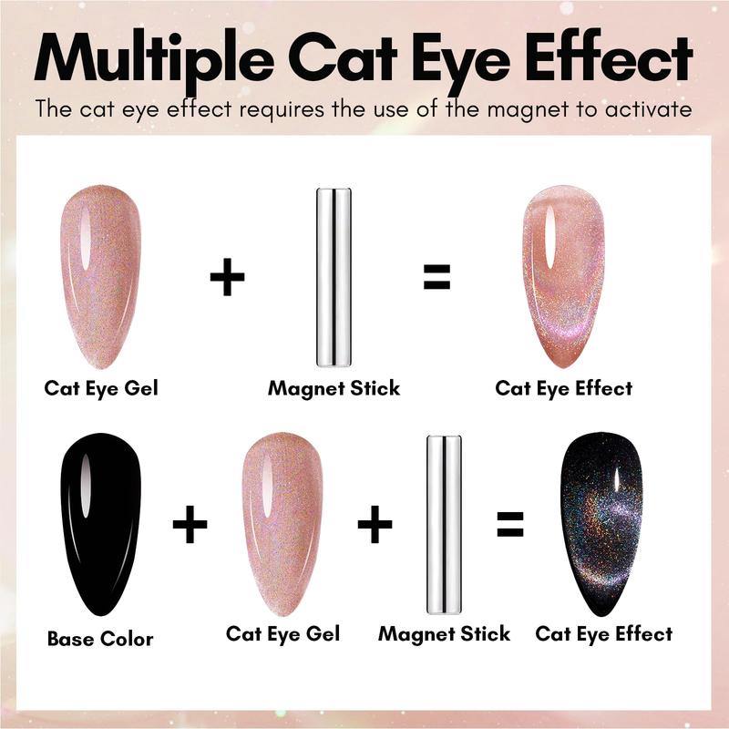 Makartt Holographic Cat Eye Gel Nail Polish Valentine Gift for Women Girl Nail Art Nail Care Manicure Cutics Cosmetic