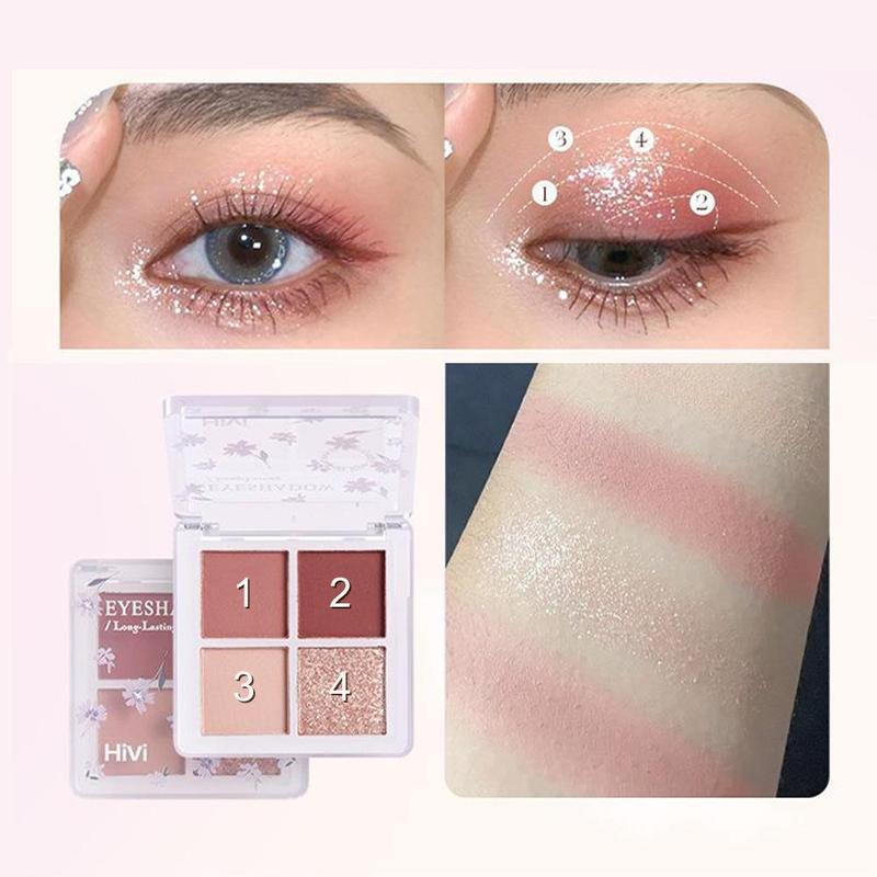 Flower Language Makeup Gift Set, 8 Counts set Lip Gloss & Lustrous Eyeshadow & Blush & Eyebrow Pencil, Perfect All-in-one Kit for Women