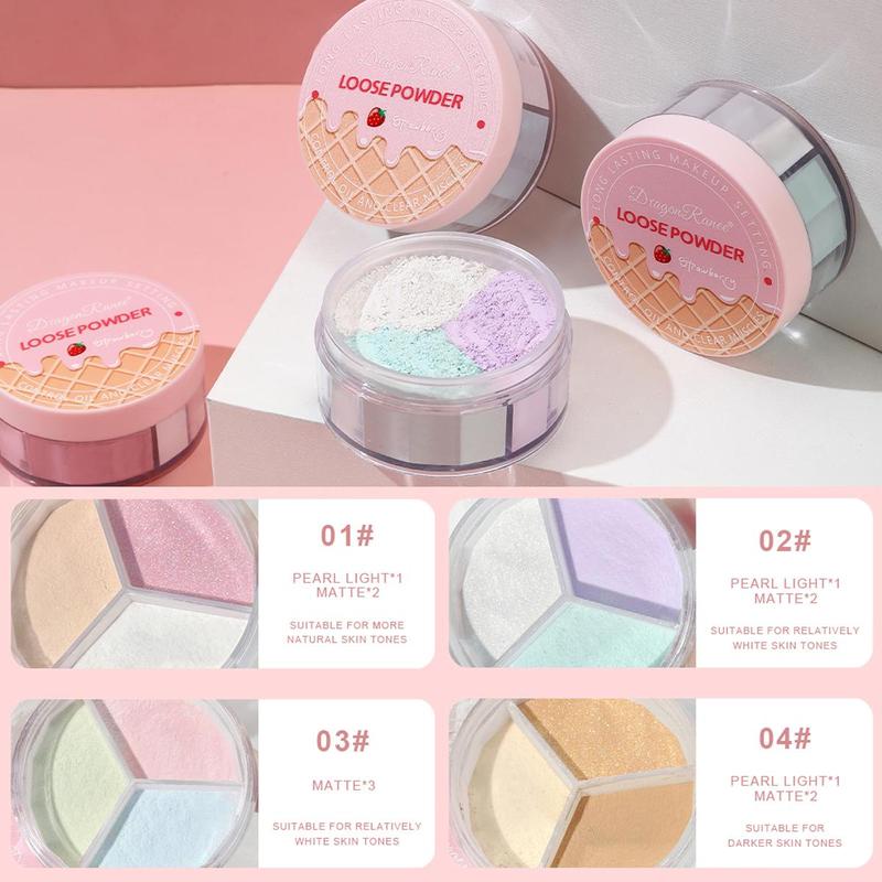 Multi-color Loose Powder Palette, 4 Counts set Long Lasting Matte Powder, Oil Control Makeup Setting Powder, Face Makeup Accessories for Women & Girls