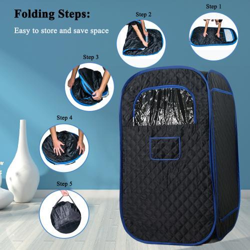 Portable Sauna for Home Use, Personal Sauna, Full Body Steam Sauna, Portable Steam Sauna with Remote Control and Folding Chair, Christmas Gift, Black