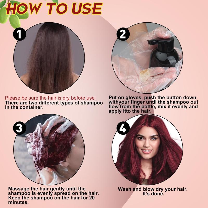 ECO FINEST Hair Dye Shampoo 3 In 1 Herbal Hair Dye Color Shampoo Gentle For Woman And Men Hair Dye For Gray And Dark Hair Wine Rend And Chestnut Brown And Grape Purple And Black Four Colors Hair Dye Shampoo, Long Lasting &