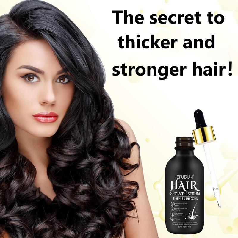 5% Minoxidil Hair Serum, Natural Formula Infused with Herbs, Strengthens Thickens and Fuller Hair, Suitable for Men and Women