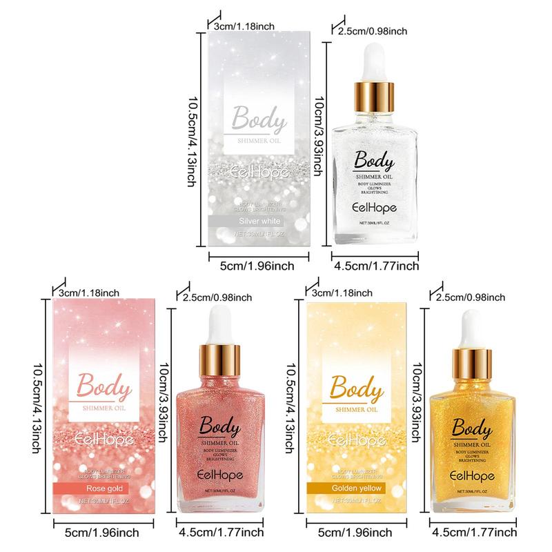 Body Glitter Oil, Long Lasting Shimmering Highlighter Oil for Face Body, Multifunctional Makeup Luminizer for Party, Festival, Daily Use