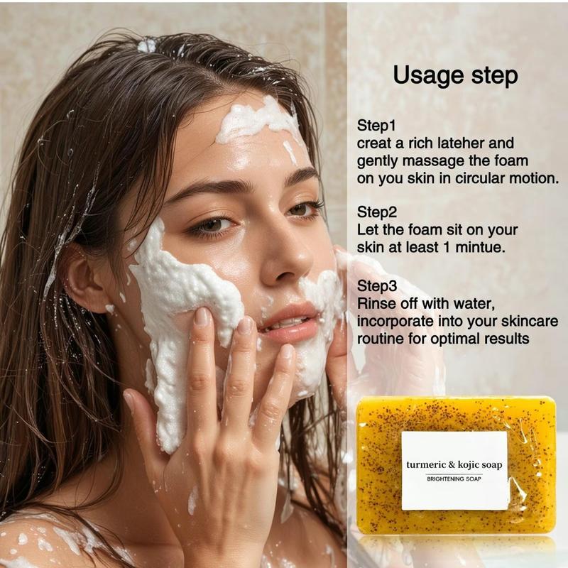 3PCS Lemon Turmeric KojicAcid Soap, Turmeric & Kojic Acid Brightening Soap, DarkSpot Remover, Kojic Acid Soap, Soap Body CareBody Wash Lemon Flawless Organic
