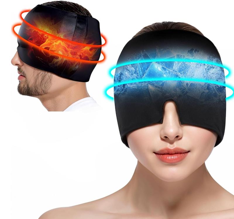 Migraine Relief Cap, All Around Gel Covered Reusable Headache Relief Cap, Black Migraine Cap for Headache Relief, Puffy Eyes
