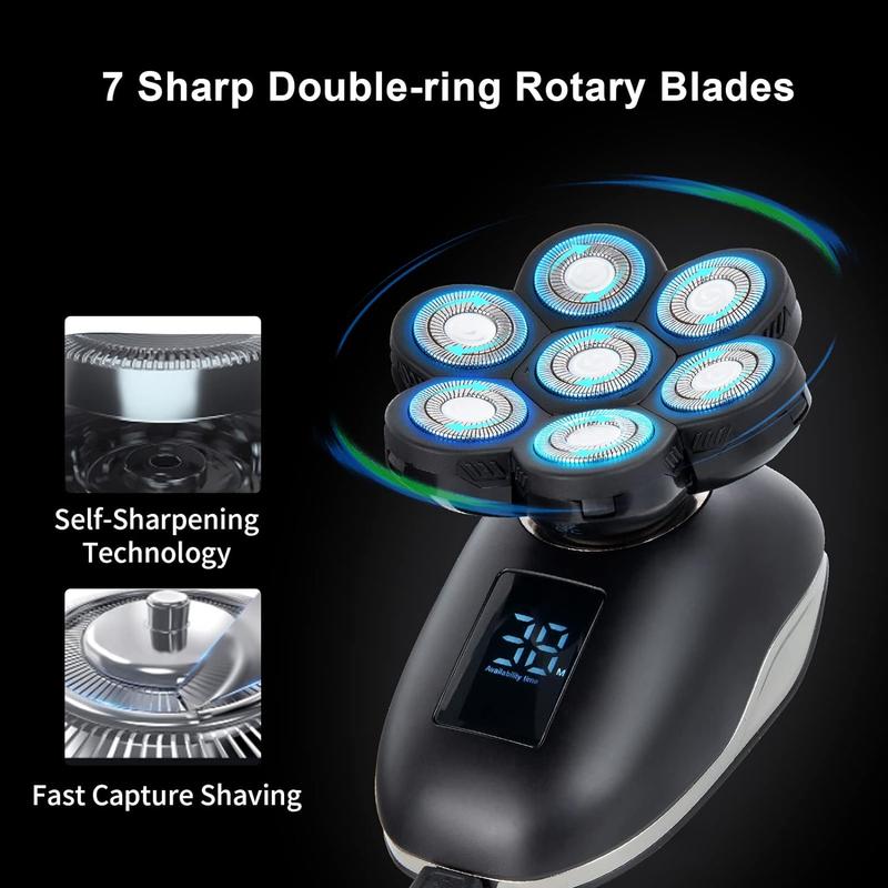 7D Blade Replacement Heads, 1 Count Shaver Replacement Blades, Head Shavers for Bald Men, Stainless Steel Rotary Blades for Electric Head Razor