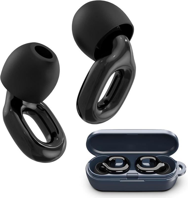 Ear Plugs for Sleeping Noise Reduction Silicon Earplugs 8 count with Storage Case 26dB Noise Cancelling for Work, Study, Sleep, Swimming, Exercise, Concert (Black)