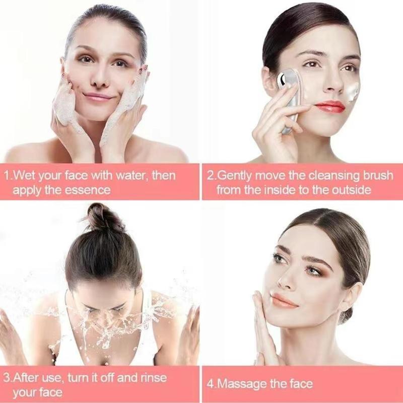 2 in 1 Facial Cleansing Brush, Waterproof Sonic Vibration Brush, Deep Cleansing, Gentle Exfoliation, Facial Massage Tool for Home, Travel, Men, Women