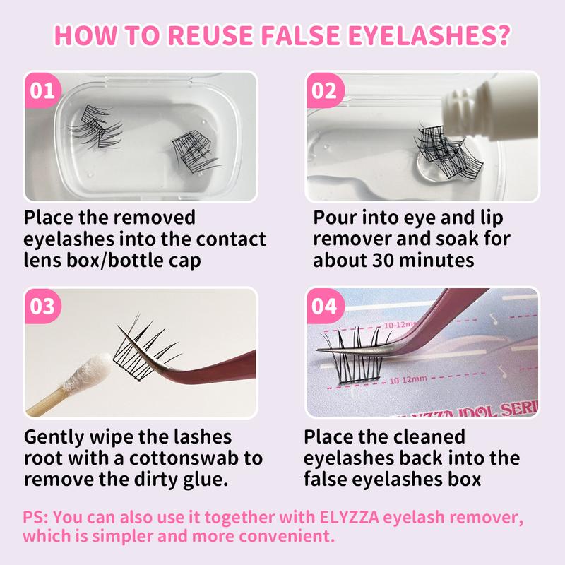 ELYZZA Idol Lash Extension Kit 10-12mm C+ Curl Eyelash Clusters Faux Mink Lash Clusters Extensions With Tweezers & Glue For DIY Individual Lashes at Home